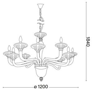 Ideal Lux - Lampadario a sospensione con catena BRIGITTA 12xE14/40W/230V diametro 120 cm ottone