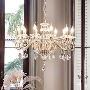 Ideal Lux - Lampadario a sospensione con catena NEGRESCO 10xE14/28W/230V diametro 85 cm oro