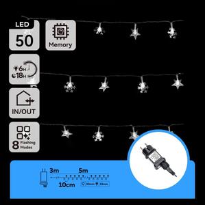 Aigostar - Catena luminosa LED per esterni 50 LED/8 funzioni, 8 m, IP44, bianco freddo