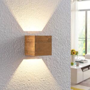 Lindby Benicio applique LED angolare, legno, 11 cm