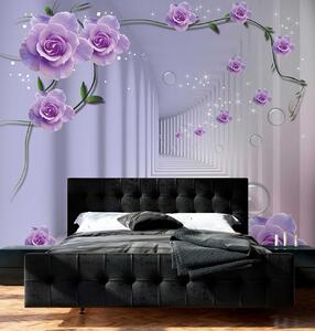 Carta da parati Lungo corridoio con rose, Carta da parati 3D, Carta da parati Fiori 3D, u60194 : Uwalls.it