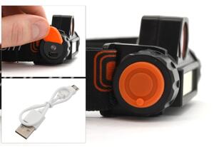 LED Lampada frontale ricaricabile LED/1200mAh nero/rosso