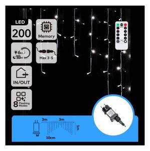 Aigostar - Catena luminosa natalizia LED per esterni 200 LED/6W/230V/8 funzioni 3x1m IP44 bianco freddo + telecomando