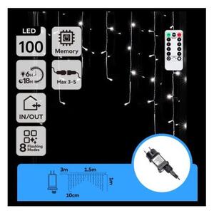 Aigostar - Catena luminosa natalizia LED da esterno 100xLED/6W/230V/8funzioni 1,5x1m IP44 bianco freddo+telecomando