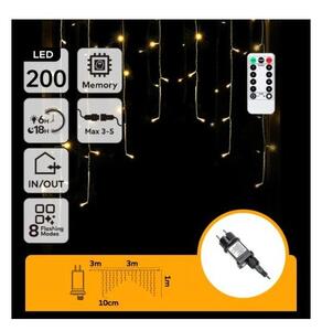 Aigostar - Catena luminosa natalizia a LED per esterni 200 LED/6W/230V/8 funzioni 3x1m IP44 bianco caldo + telecomando