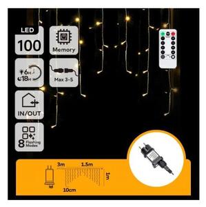 Aigostar - Catena luminosa LED natalizia da esterno 100xLED/6W/230V/8 funzioni 1,5x1m IP44 bianco caldo + telecomando