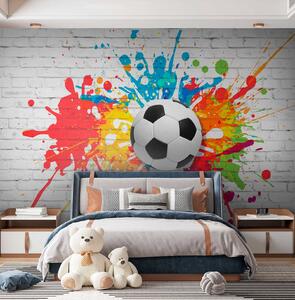 Carta da parati Pallone da calcio sullo sfondo di un muro di mattoni, Carta da parati per Bambini, Carta da parati per Ragazzo, u64587 : Uwalls.it