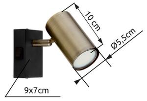Globo 57911-1M - Faretto da parete ROBBY 1xGU10/25W/230V nero/ottone