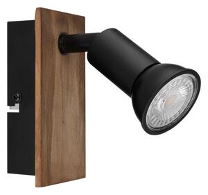 Globo 57998-1W - Faretto da parete DREW 1xGU10/35W/230V legno/nero
