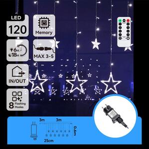 Aigostar - Catena luminosa natalizia LED per esterni 120xLED/6W/230V/8 funzioni 3x0,6m IP44 bianco freddo + telecomando
