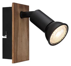 Globo 57998-1W - Faretto da parete DREW 1xGU10/35W/230V legno/nero