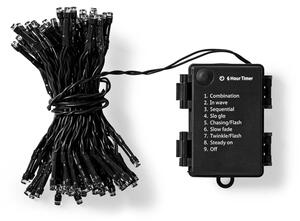 Nedis CLBO96 - Catena luminosa 96 LED/7 funzioni/3xAA 7,7 m IP44 bianco caldo
