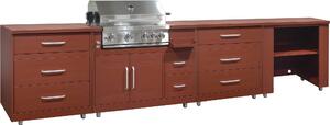 Cucina da esterno a 4 pezzi con fornello a gas effetto mattone - Oviala Memphis