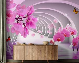 Carta da parati Fiori rosa in un tunnel, Carta da parati 3d, Carta da parati popolare, u70606 - Tapeko.it