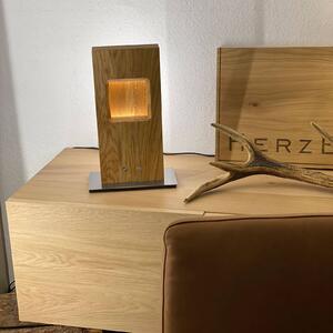 HerzBlut Pan LED da tavolo, rovere oliato, dimming