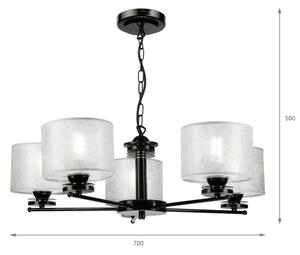 Lampadario a catena ROSA 5xE27/60W/230V nero/grigio