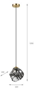 Lampadario a cavo CRISTAL 1xE14/15W/230V ottone/nero fumé