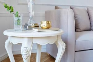 Tavolino salotto classico rotondo color avorio-Arrediorg.it
