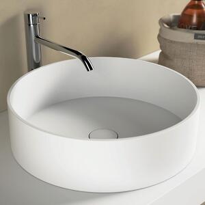 Lavabo bianco opaco tondo 38cm h10 solid surface bowl - Olimpo Docce