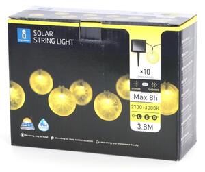 Aigostar - Catena solare LED 10xLED/3,8m IP44 bianco caldo