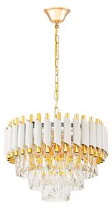 Lampadario moderno bianco e oro con cristalli MAZINI D40