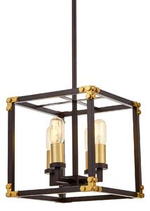 Lampada sospensione quadrata metallo nero e ottone WALDORF W4