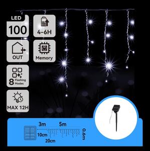 Aigostar - Catena luminosa solare LED, 100 LED, 8 modalità, 8 x 0,6 m, IP65, bianco freddo