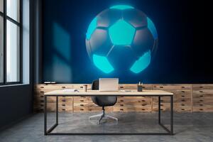 Carta da parati Pallone da calcio con luci blu, Carta da parati per Bambini, Carta da parati popolare, u72792 - Tapeko.it