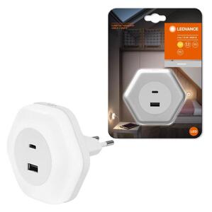 Ledvance - Lampada di orientamento LED con spina integrata con USB LUNETTA LED/15W/230V