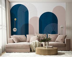 Carta da parati Archi astratti blu e beige, Carta da parati lastrazione, u73098 : Uwalls.it