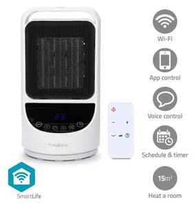 Nedis HTFA22WTW - Ventilatore con elemento riscaldante 1000/1500W/230V Wi-Fi Tuya + +TC