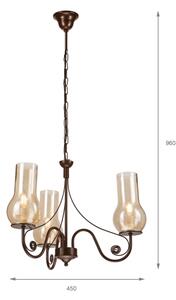 Brilagi - LED Lampadario a sospensione con catena COTTAGE 3xE14/40W/230V marrone
