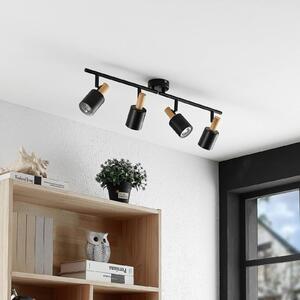 Lindby Junes spot soffitto, 4 luci, nero