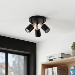 Lindby Junes spot soffitto, 3 luci, nero