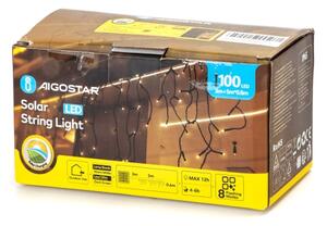 Aigostar - Catena solare LED 100xLED/8 funzioni 8x0,6m IP65 bianco caldo