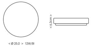 Ecolite W3090-12W/BI-Plafoniera LED da bagno LIRA LED/12W/230V IP44 bianco