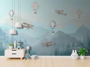 Carta da parati Cielo con palloncini ed elicotteri, Carta da parati per Bambini, Carta da parati per Ragazzo, u74226 : Uwalls.it