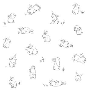Carta da parati per bambini 10 m x 50 cm Bunnies In The Countryside - Lilipinso