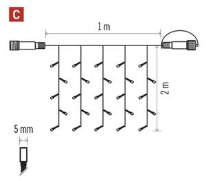 Catena luminosa a LED per esterni 100 LED/1x2m IP44 bianco caldo
