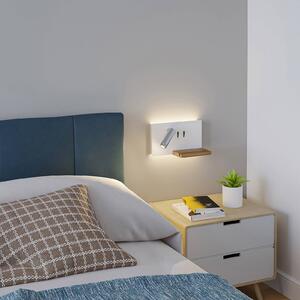 Lucande Applique a LED Kimo, bianco/nichel, alluminio, USB, mensola