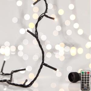 Catena luminosa per esterni CLUSTER 200 LED, 8 funzioni, 2,1 m, IP44, bianco caldo + telecomando