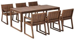 Set da pranzo da giardino in legno scuro per 6 posti composto da tavolo e sedie resistente agli agenti atmosferici dal design classico Beliani