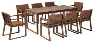 Set da pranzo da giardino 8 posti in legno di acacia scuro composto da tavolo e sedie resistente agli agenti atmosferici dal design classico Beliani
