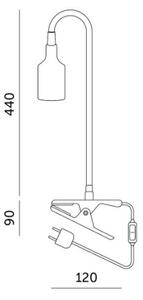 Lampada da tavolo flessibile con clip PLANTY 1xE27/30W/230V nero
