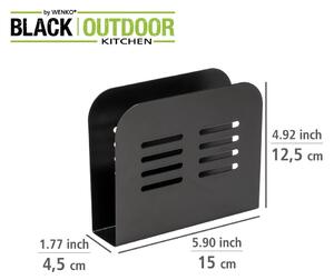 Set portaposate e portatovaglioli in metallo Black Outdoor Kitchen Baco - Wenko
