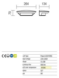 Redo 9407 - Applique a LED da esterno PLATE 4xLED/3W/230V 4100K IP54 antrac