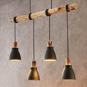 Lampada a sospensione Lindby Trebale, a 4 luci, E14, ferro, legno