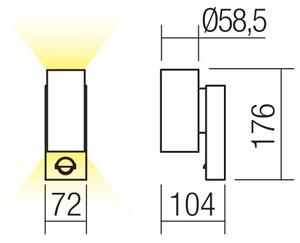 Redo 9455-LED Applique da esterno con sensore VINCE 2xLED/3W/230V IP54 marrone