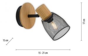 JUST LIGHT. 15191-79 - Faretto da parete TAMIS 1xE14/10W/230V pino