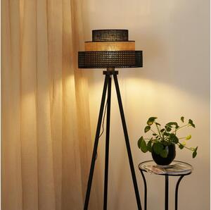Brilagi - Lampada da terra DAKOTA LUNETA 1xE27/15W/230V nero/rattan